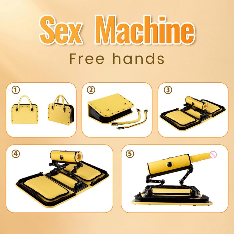 Leather Bag 1.0 Female Sex Machine Masturbation Pumping Gun With Dildos - 图片 3